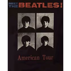 The Beatles Unisex Adult American Tour 1964 Back Print T-Shirt - L, Black