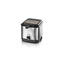 Swan 1.5 litre Stainless Steel Fryer with Viewing Window, Easy Clean and Adjustable Temperature Control - 900 W, Silver SD6060N
