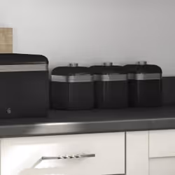 Swan Retro Set of 3 Canisters Black, Tea+Coffee+Sugar containers set, 1 L, Black, Detachable lid, Square, 120 mm