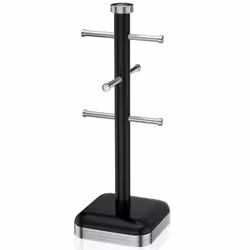 Swan Retro 6 Cup Mug Tree, Weighted Base, Black