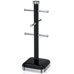 Swan Retro 6 Cup Mug Tree, Weighted Base, Black