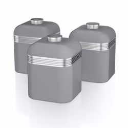 Swan SWKA1020GRN Set of 3 Retro Storage Canisters, Grey