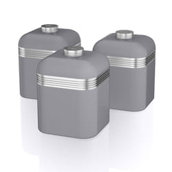 Swan SWKA1020GRN Set of 3 Retro Storage Canisters, Grey