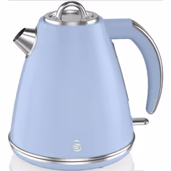 Swan Retro Blue 8pc Kitchen Kettle 2 Slice Toaster Bread Bin Canisters