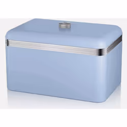 Swan Retro Blue Kettle, 4 Slice Toaster, Bread Bin Canisters Pole Set