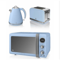 Swan Retro Kitchen Triple Pack | Includes Toaster, Kettle & Microwave - Blue