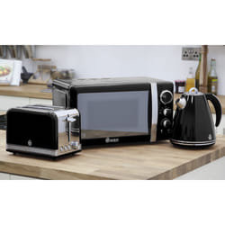 Swan Retro Kitchen Triple Pack | Includes Toaster, Kettle & Microwave - Black