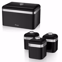4pc Swan Retro Kitchen Storage Set - Black