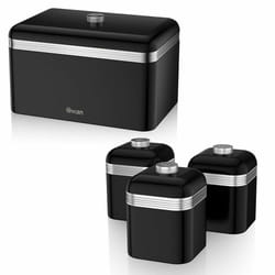 4pc Swan Retro Kitchen Storage Set - Black