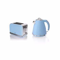 Swan Retro Twin Pack 1.5L Jug Kettle & 2 Slice Toaster in Blue