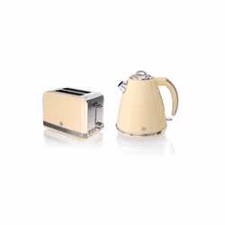 Swan, STP7040CN, Retro 1.5L Jug Kettle & 2 Slice Toaster, Stainless Steel Body, 3kw, Fast Boil, Slide Out Crumb Tray, Auto-Ce ...