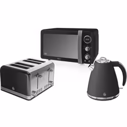Swan Retro 800W Digital Microwave, 1.5L Jug Kettle & 4 Slice Toaster - Black