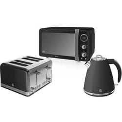 Swan Retro 800W Digital Microwave, 1.5L Jug Kettle & 4 Slice Toaster - Black