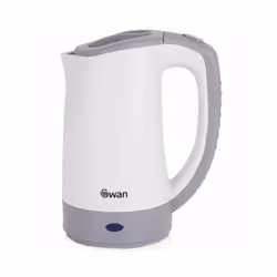 Swan Dual Voltage Travel Kettle with Two Tea Cups, 0.5 Litre Capacity, 125-600 W, Lightweight, White/Grey, SK19011N