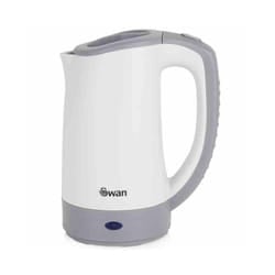 Swan Dual Voltage Travel Kettle with Two Tea Cups, 0.5 Litre Capacity, 125-600 W, Lightweight, White/Grey, SK19011N