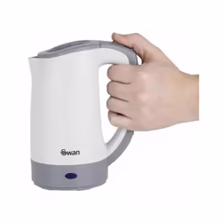 Swan Dual Voltage Travel Kettle with Two Tea Cups, 0.5 Litre Capacity, 125-600 W, Lightweight, White/Grey, SK19011N