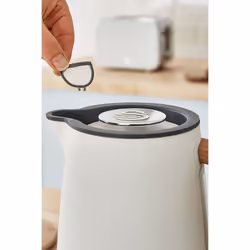 Swan Nordic Cotton White Kitchen Set with 1.7L 3Kw Kettle & 2 Slice Toaster, Wood Effect and Soft Touch Matte Finish, Stainless Steel, STP2090 - White