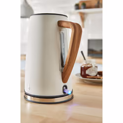 Swan Nordic Cotton White Kitchen Set with 1.7L 3Kw Kettle & 2 Slice Toaster, Wood Effect and Soft Touch Matte Finish, Stainless Steel, STP2090 - White