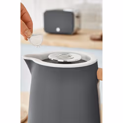 Swan Nordic Cotton White Kitchen Set with 1.7L 3Kw Kettle & 2 Slice Toaster, Wood Effect and Soft Touch Matte Finish, Stainless Steel, STP2090W - Grey