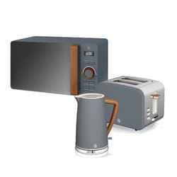 3pc Swan Nordic Grey Kitchen Set | Microwave, Kettle & Toaster Set