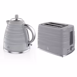 2Pc Swan Symphony Kettle & Toaster Set - Grey