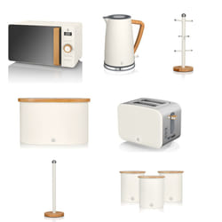 Swan Nordic 7 Piece Kitchen Set with 2 Slice Toaster - White