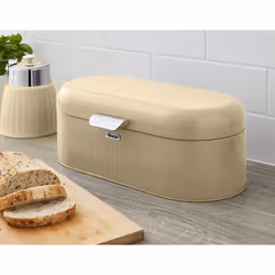 Swan Bread Bin, Oval, Cream, Metal, Metal, Hinged lid, 225 mm