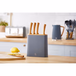 Swan Nordic 5 Piece Knife Block Wooden Handle