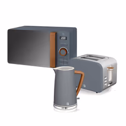 Swan Nordic 1.7 Litre Jug Kettle, 2 Slice Toaster & Microwave LED 800W Freestanding - Grey