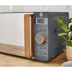 Swan Nordic 1.7 Litre Jug Kettle, 2 Slice Toaster & Microwave LED 800W Freestanding - Grey
