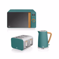 Swan Nordic 1.7 Litre Jug Kettle, 4 Slice Toaster & Microwave 800W LED Freestanding - Green