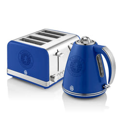 Swan Rangers Twin Pack 1.5Litre Blue Jug Kettle & 4 Slice Blue Toaster
