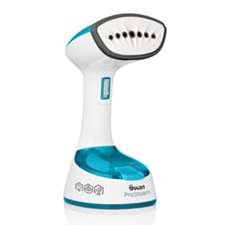 SI12030N Foldable Garment Steamer with Removable Brush Attachments, Lightweight, 120ml Water Tank, 1470 Watts, White and Blue