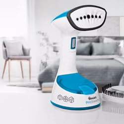SI12030N Foldable Garment Steamer with Removable Brush Attachments, Lightweight, 120ml Water Tank, 1470 Watts, White and Blue - Additional view 6