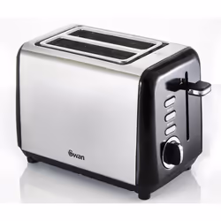 Swan TownHouse Black Kettle, 2 Slice Toaster, Bread Bin Canisters Set