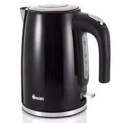 Swan TownHouse Black Kettle, 2 Slice Toaster, Bread Bin Canisters Set