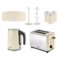 Swan TownHouse Cream Kettle 2 Slice Toaster Bread Bin Pole Kitchen Set