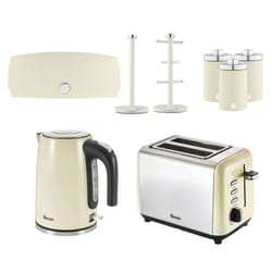 Swan TownHouse Cream Kettle 2 Slice Toaster Bread Bin Pole Kitchen Set