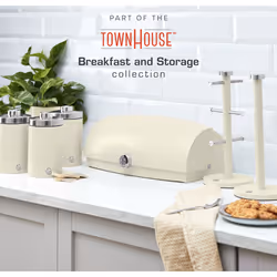 Swan TownHouse Cream Kettle 2 Slice Toaster Bread Bin Pole Kitchen Set