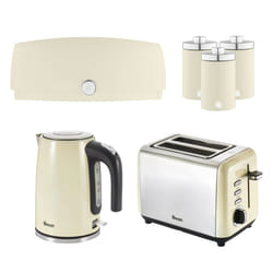 Swan TownHouse Cream Kettle, 2 Slice Toaster, Bread Bin Kitchen Set