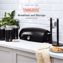 Swan TownHouse Black Kettle 2 Toaster Bread Bin Towel Pole Canister