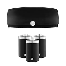 Swan TownHouse Bread Bin & Canisters Kitchen Set (Black)