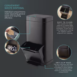 Swan Stealth Dual Recycling Sensor Bin, Retainer Ring, Iron Body, 70L, Black SWKA4501BLKN - Additional view 5