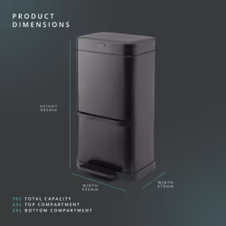 Swan Stealth Dual Recycling Sensor Bin, Retainer Ring, Iron Body, 70L, Black SWKA4501BLKN - Additional view 6