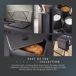 Swan Stealth Dual Recycling Sensor Bin, Retainer Ring, Iron Body, 70L, Black SWKA4501BLKN - Additional view 7