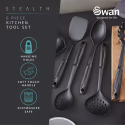 Swan Stealth 6 Piece Nylon Tool Kitchen Set SWKA61011BLKN (Black)
