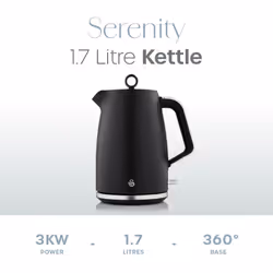 Swan Serenity Electric kettle 1.7 L 3000 W Plastic Boil dry protection Black - Additional view 4