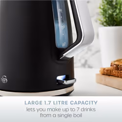 Swan Serenity Electric kettle 1.7 L 3000 W Plastic Boil dry protection Black - Additional view 6
