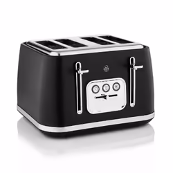 Swan Serenity Toaster 4 slices 2100 W 6 Levels of toasting Plastic Black, 4 slice(s), Black, Chrome, Plastic, Buttons, Level, ...