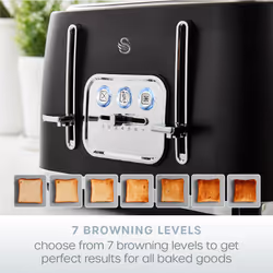 Swan Serenity Toaster 4 slices 2100 W 6 Levels of toasting Plastic Black - Additional view 5